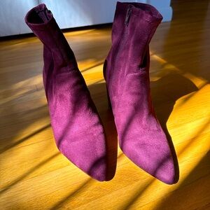 Ann Taylor wine suede booties